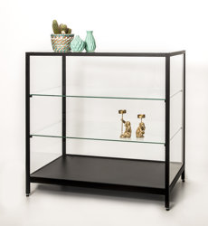 Golvmontrar & Bordsvitriner Kassadisk helt i glas, Svart, 100x60x92 cm